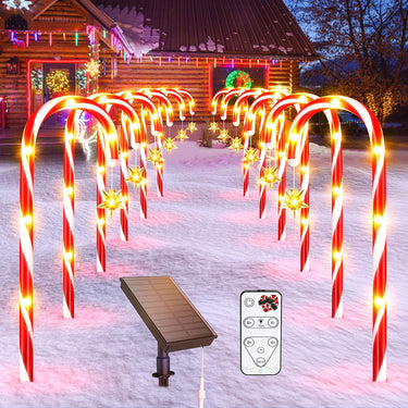 12 Pack Outdoor Christmas Decorations Solar Candy Cane Lights, LETMY Brighter & Taller Solar Christmas Pathway Lights with Remote Control, 9 Modes Christmas Decorations for Outdoor Yard Xmas Holiday